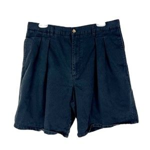 Greg Norman Shorts Men 36 Black Pleated Chino Casual Walking Bottoms